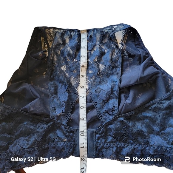 Soma Embraceable Lace Back Bralette Full Coverage  Wireless Blue/Black Size XXL - Picture 11 of 13